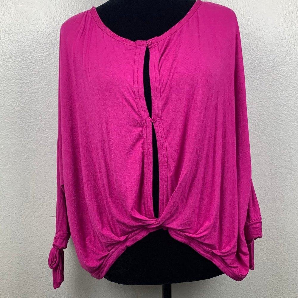 Free People Fuchsia‎ Keyhole Drapery Dolman Sleeve